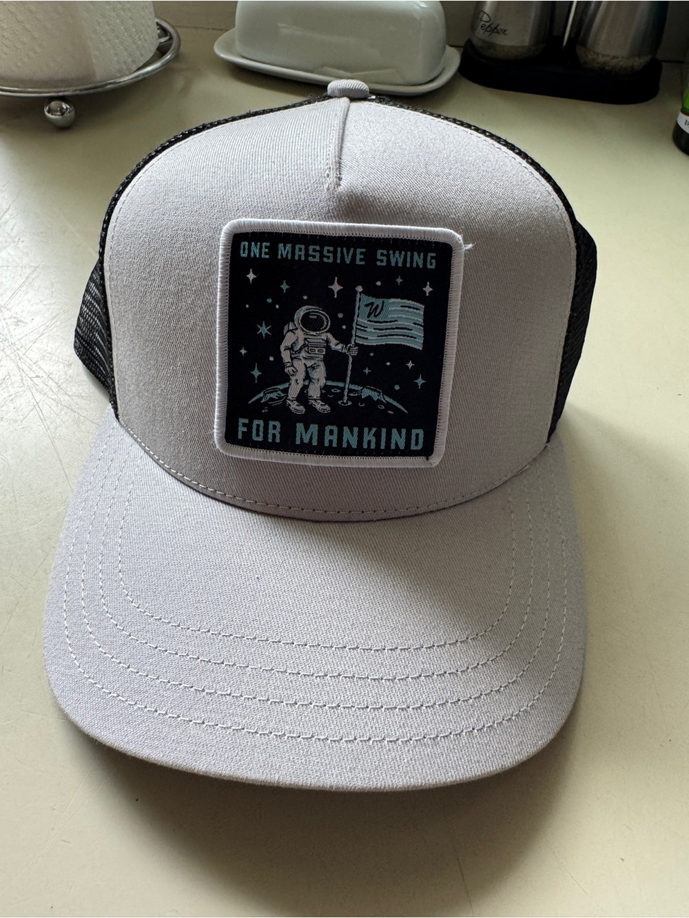 Waggle Light Gray Trucker Cap with Black Mesh